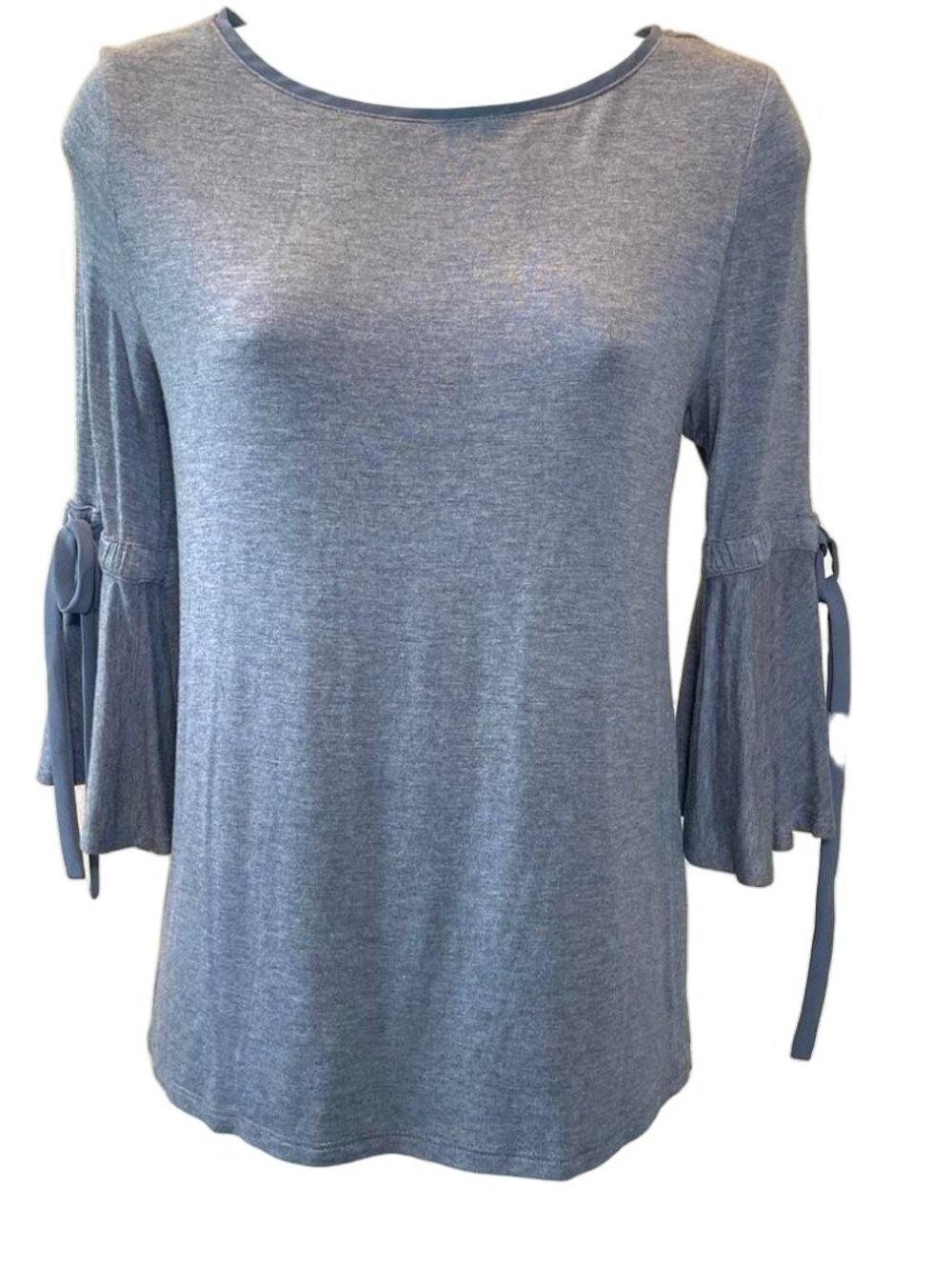 White House Black Market Cottagecore Bell Tie Sleeve Blue Top Women's Size XL